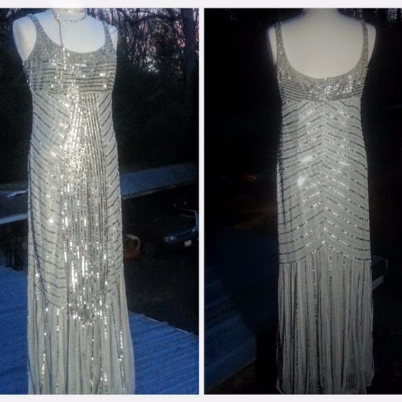 Spiegel Dresses & Skirts - Silver sequin special occasion NYE gown sz 10 NWT